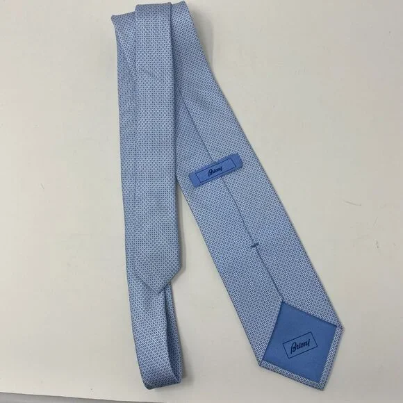 NEW brioni blue print silk mens neck tie